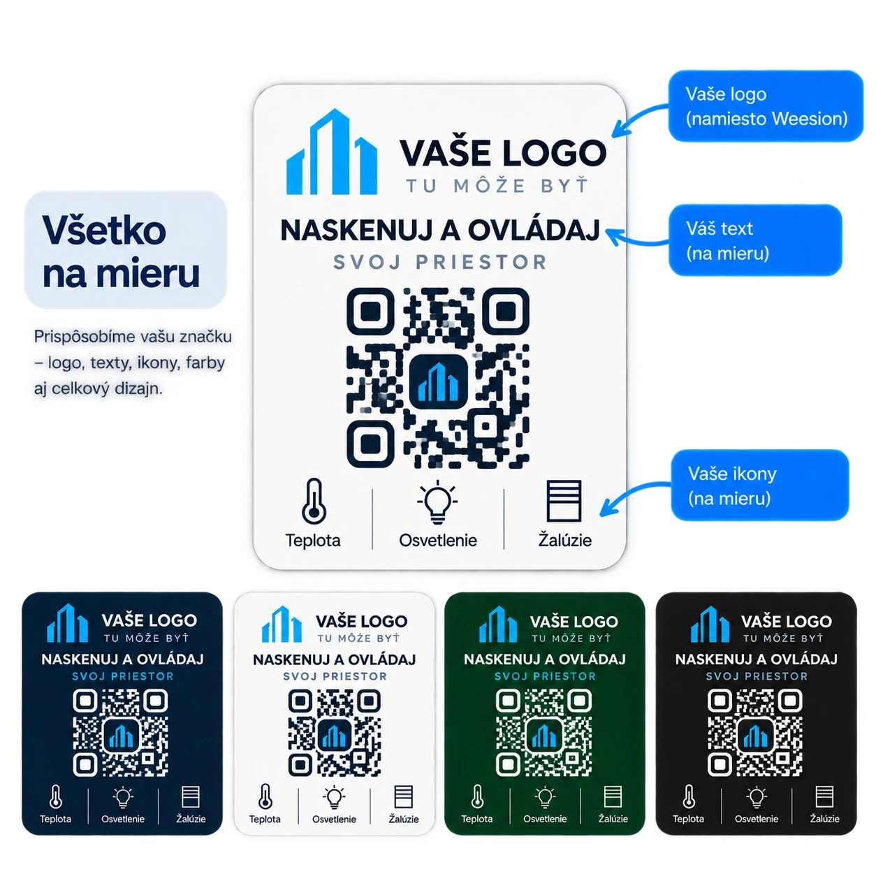 QR označenia — Dizajn pre vašu budovu a interiér.